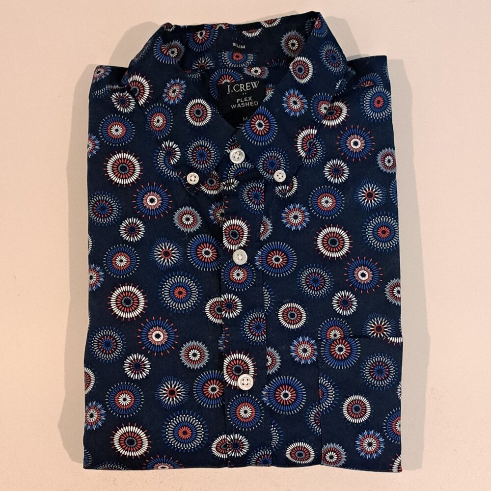 J. Crew Men's Medium Flex Washed Slim Fit Short Sleeve Shirt Style #BG955 - Picture 7 of 13